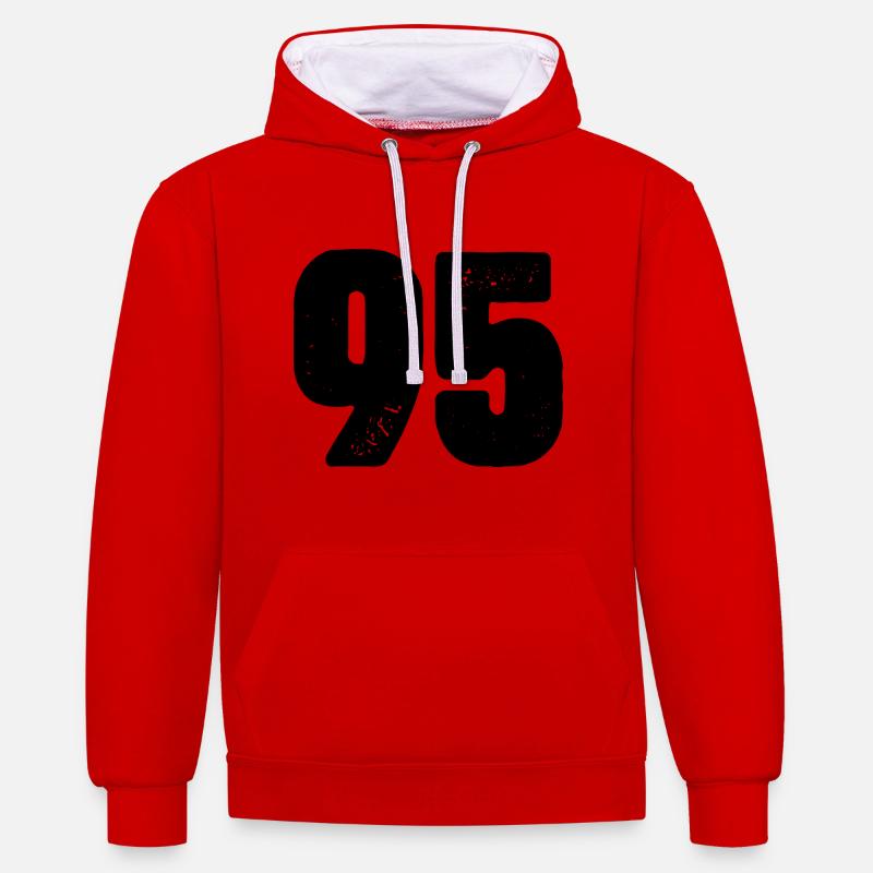 Maillot à 95 numéros - Sweat à capuche contrasté - rouge/blanc