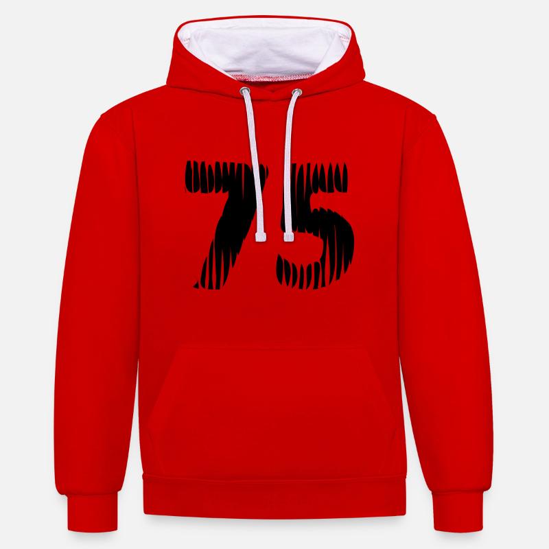 Maillot à 75 numéros - Sweat à capuche contrasté - rouge/blanc