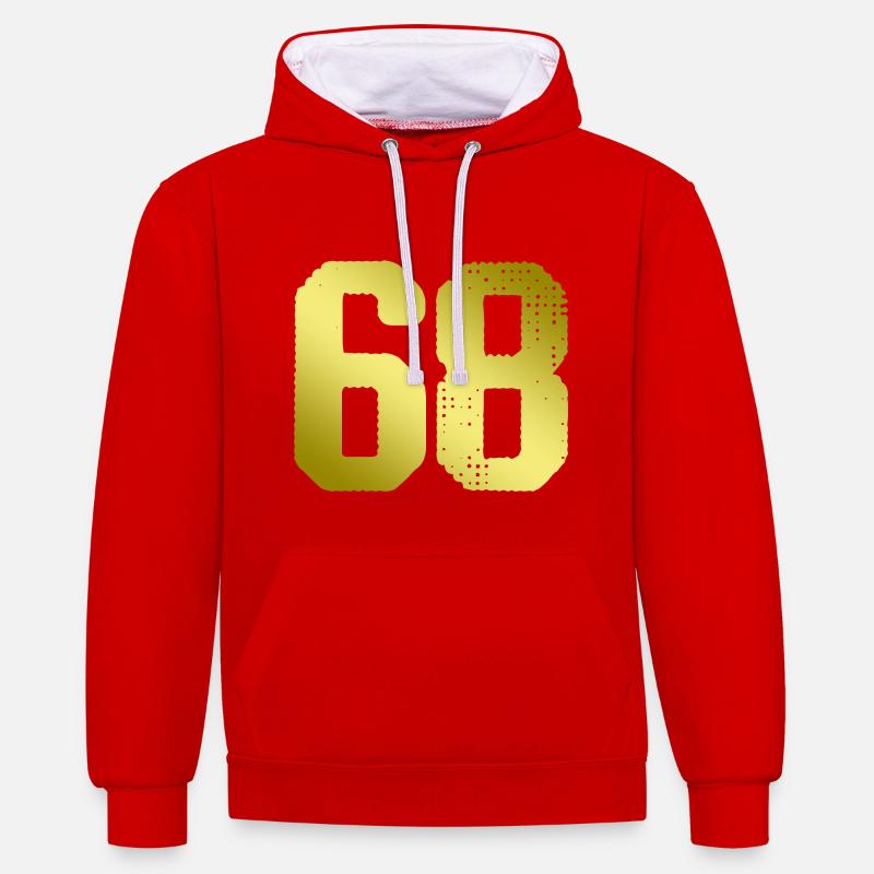 68 Maillot numéro - Sweat à capuche contrasté - rouge/blanc
