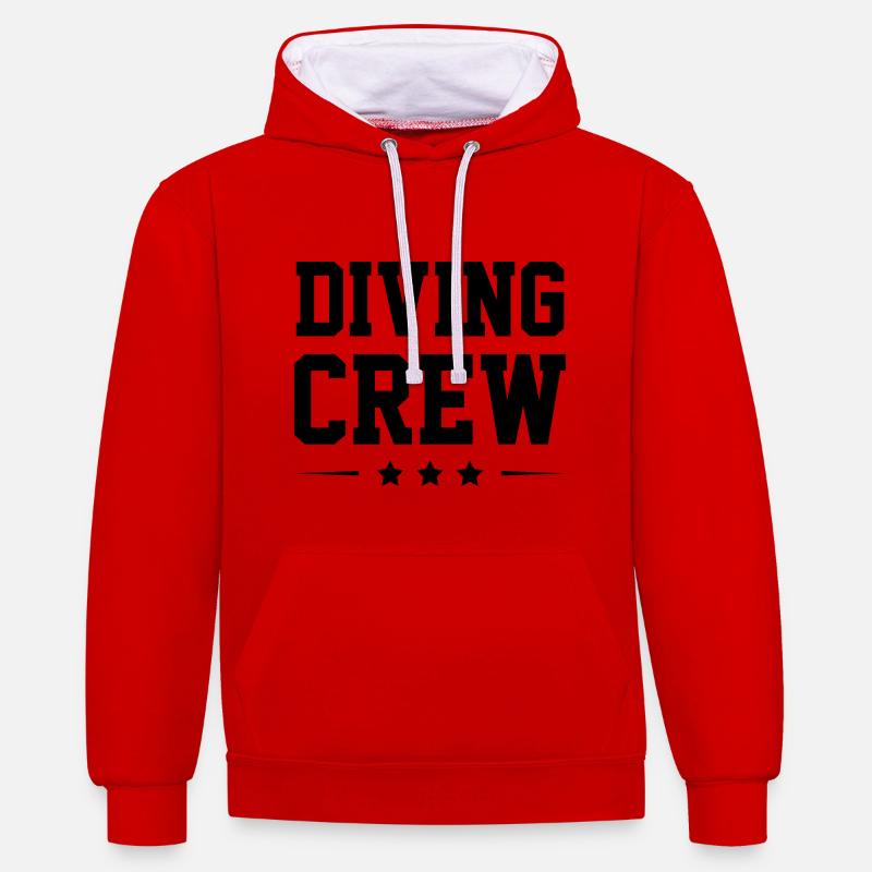 Équipage de plongée - Sweat à capuche contrasté - rouge/blanc