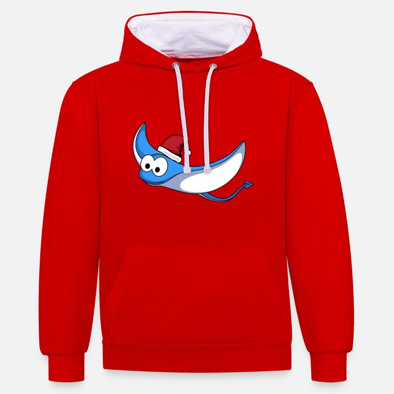 Ray Comic Noël - Sweat à capuche contrasté - rouge/blanc