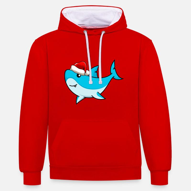 Shark Comic Noël - Sweat à capuche contrasté - rouge/blanc