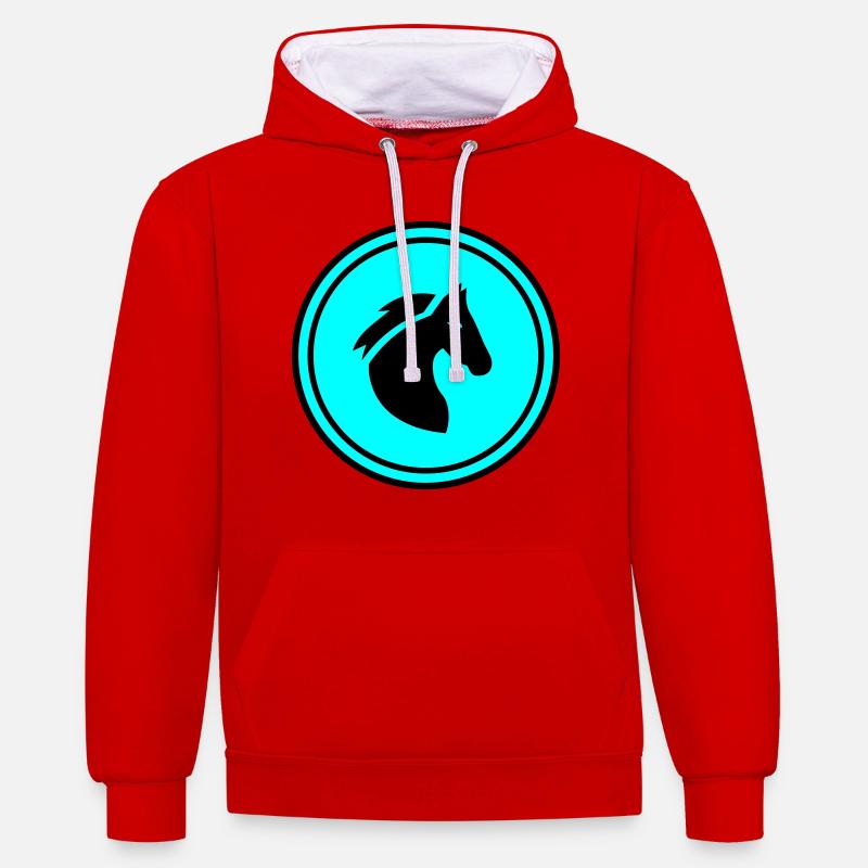 Icône Cheval Cheval - Sweat à capuche contrasté - rouge/blanc