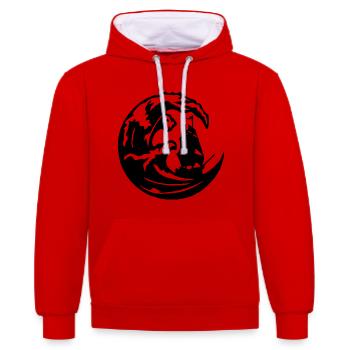 The Great Black Wave - Contrast hoodie - red/white - Front - Liana (172cm) & Jaron (178cm)