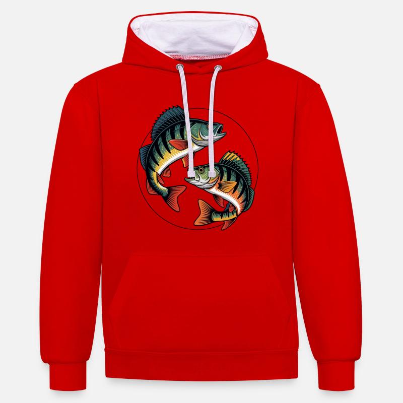 Deux perchoirs de saut - Sweat à capuche contrasté - rouge/blanc