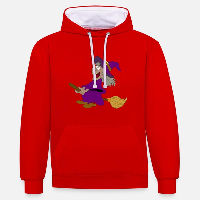 Sorcière - Sweat à capuche contrasté - rouge/blanc