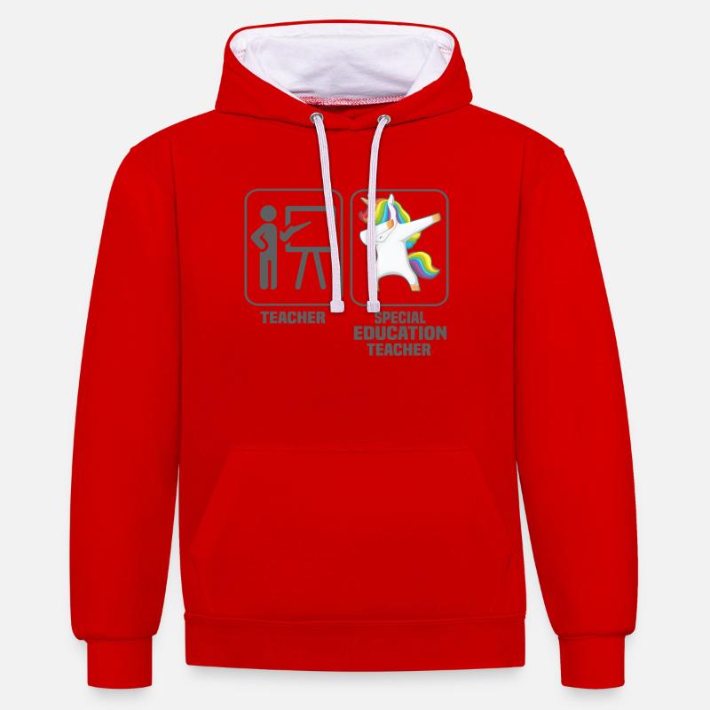 ENSEIGNANT ENSEIGNANT SPECIAL ENSEIGNANT - Sweat à capuche contrasté - rouge/blanc