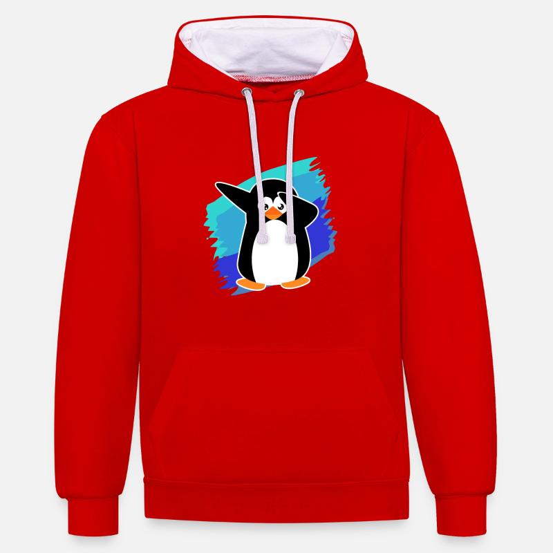 Chemise de pingouin - Sweat à capuche contrasté - rouge/blanc