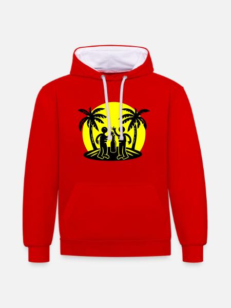 Island Beach Party Drinking - Contrast hoodie - red/white
