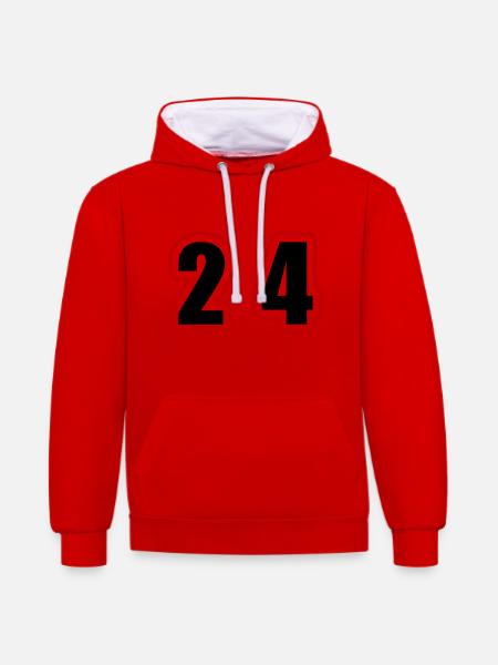 24 Number College - Contrast hoodie - red/white