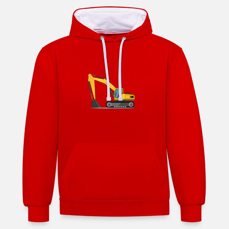 Bagger Geschenk Geschenkidee - Kontrast-Hoodie - Rot/Weiß