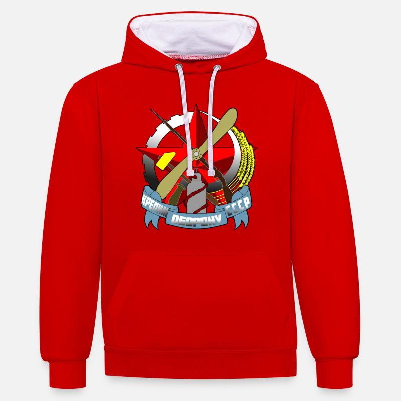 Russie - Sweat à capuche contrasté - rouge/blanc