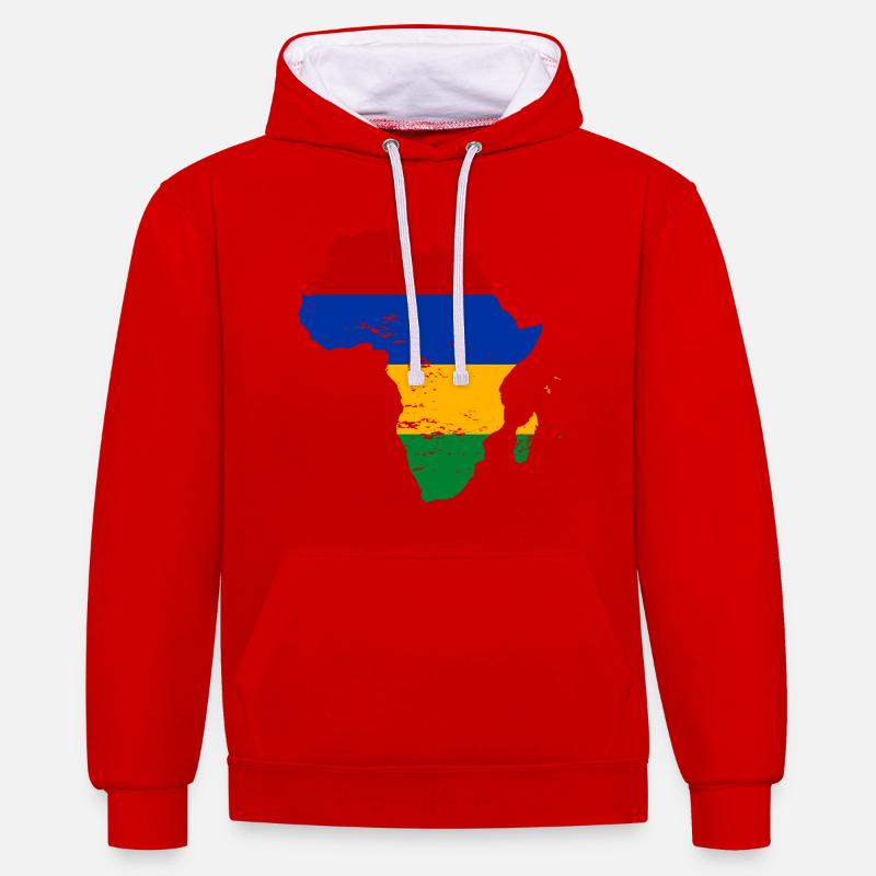 Drapeau Maurice Afrique - Sweat à capuche contrasté - rouge/blanc