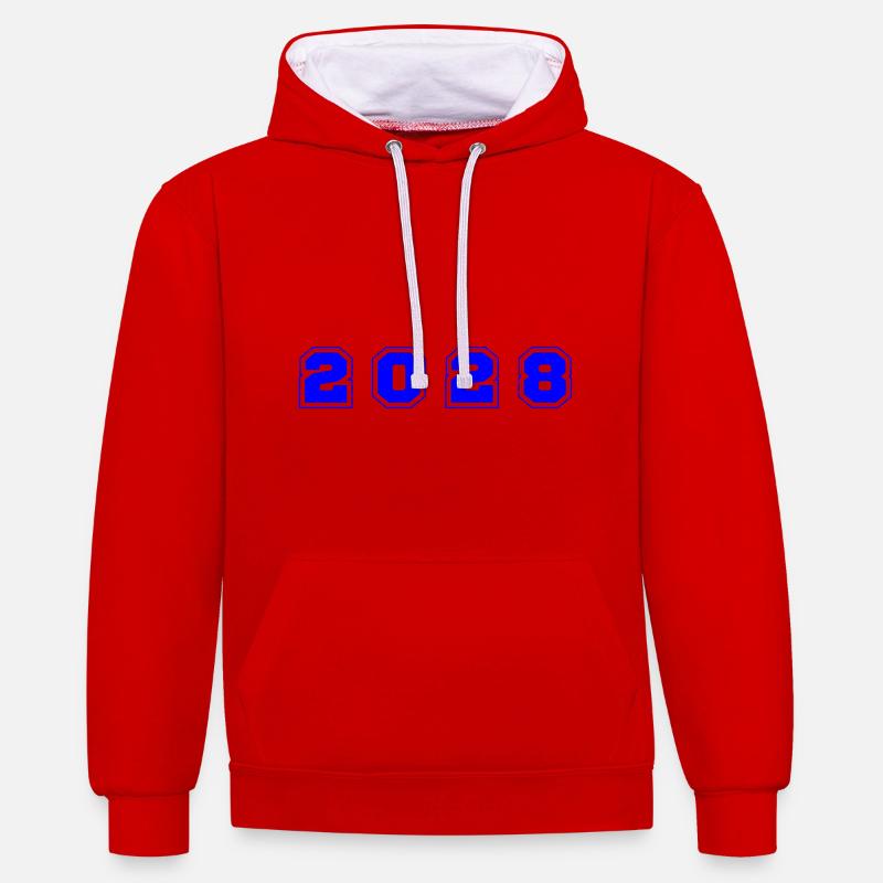 Numéro de l’année 2028 - Sweat à capuche contrasté - rouge/blanc