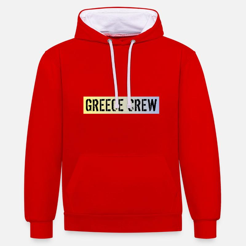 Grèce Équipage - Sweat à capuche contrasté - rouge/blanc
