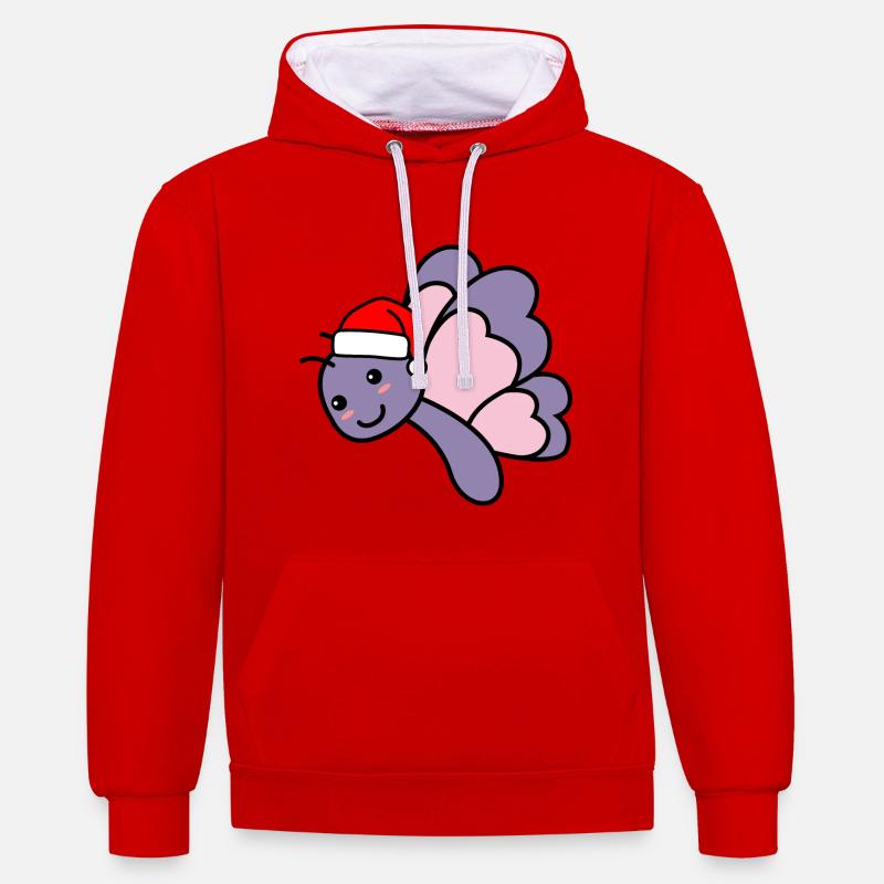 Butterfly Comic Noël Noël - Sweat à capuche contrasté - rouge/blanc