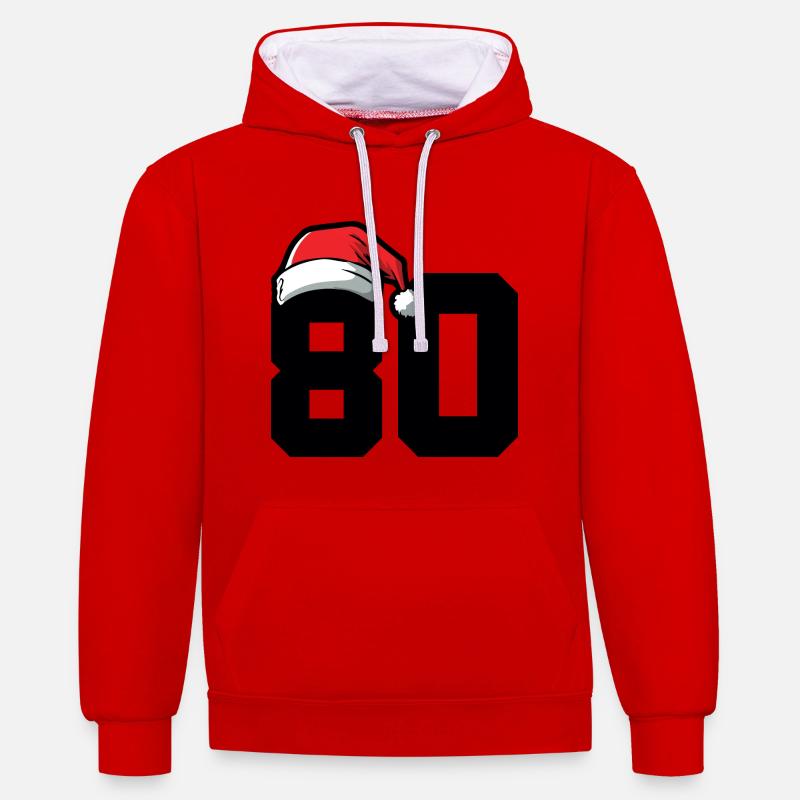 80 Numéro Noël - Sweat à capuche contrasté - rouge/blanc