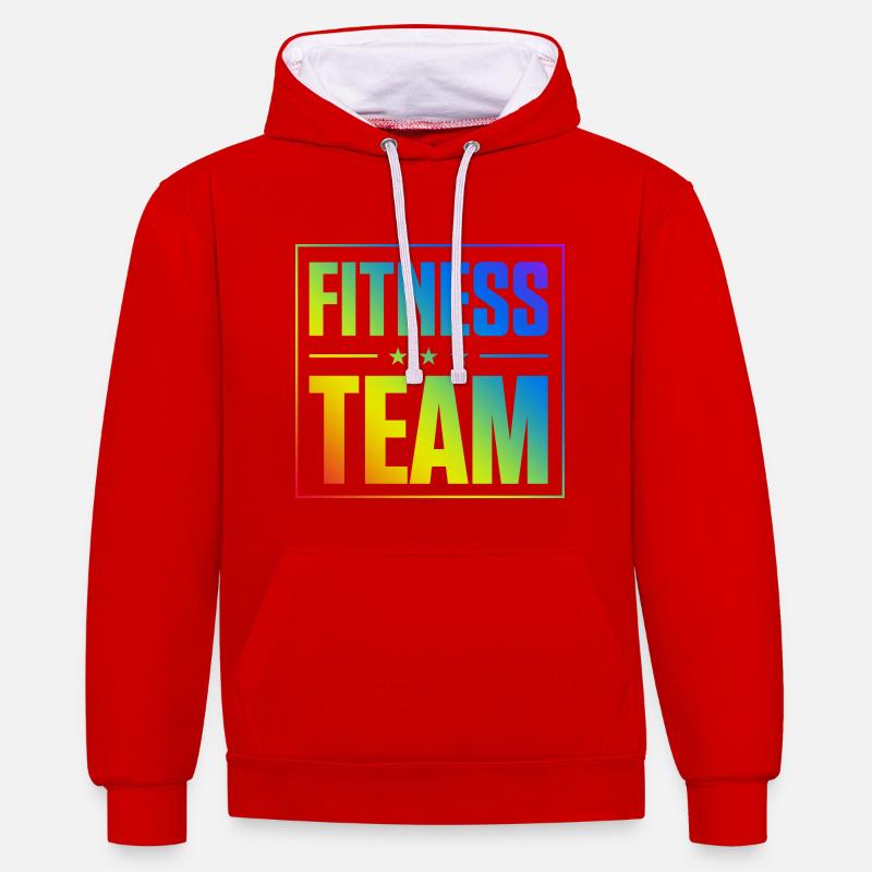 Équipe de conditionnement physique - Sweat à capuche contrasté - rouge/blanc