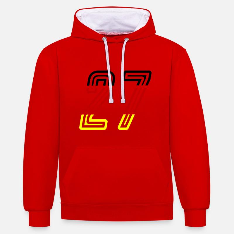 27 Symbole numérique Allemagne - Sweat à capuche contrasté - rouge/blanc