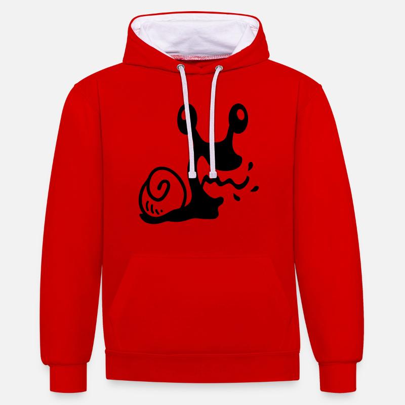 Fou Escargot - ligne - Sweat à capuche contrasté - rouge/blanc