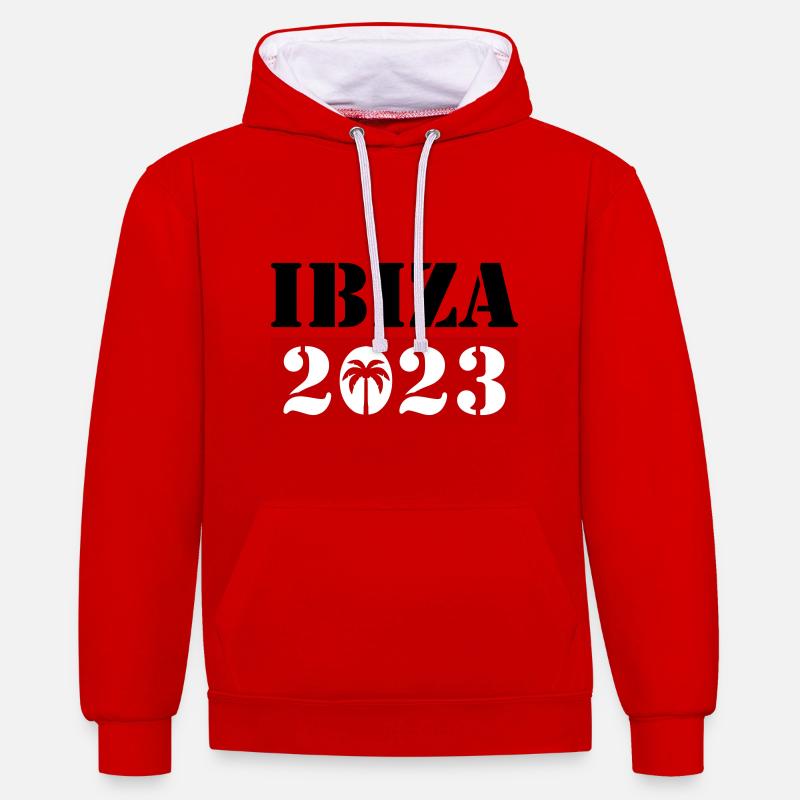 Ibiza 2023 - Sweat à capuche contrasté - rouge/blanc