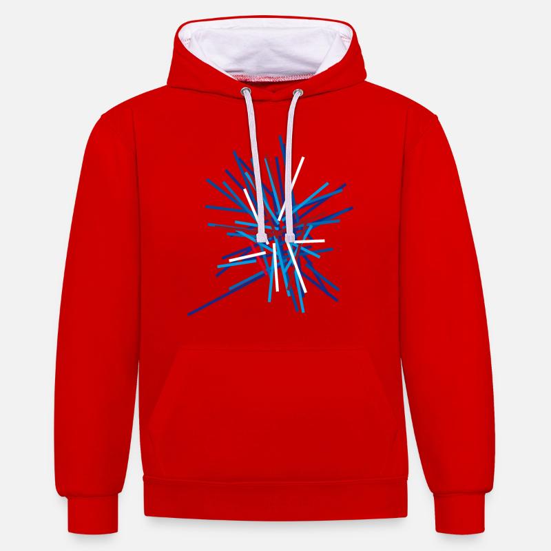 abstrait - Sweat à capuche contrasté - rouge/blanc