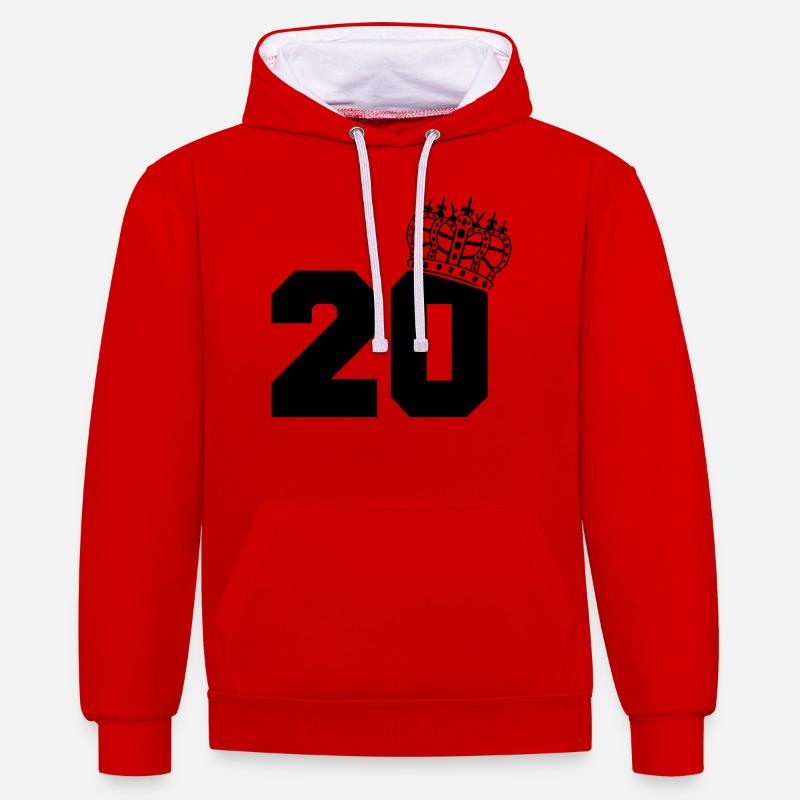 20 roi - Sweat à capuche contrasté - rouge/blanc