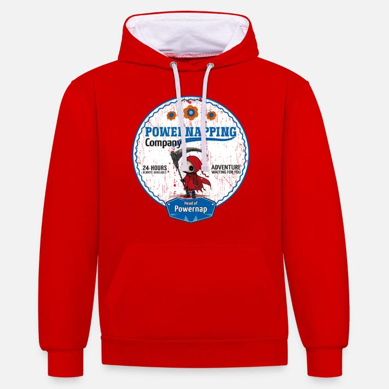 Powernapping - T-shirt ironique - Sweat à capuche contrasté - rouge/blanc