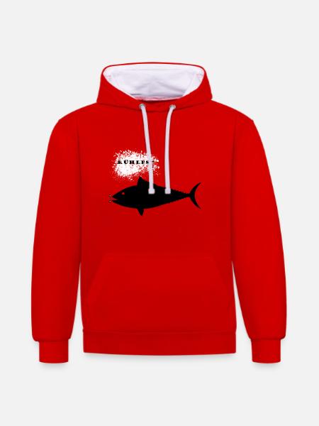 Rühlps Thunfisch Shirt Bodybulding - Kontrast-Hoodie - Rot/Weiß