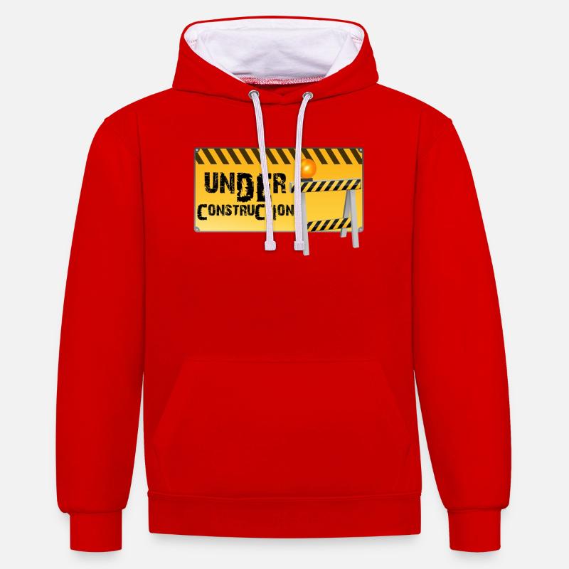 Construction - Sweat à capuche contrasté - rouge/blanc