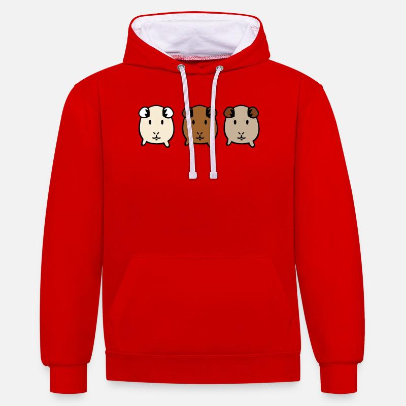 Cobaye - Sweat à capuche contrasté - rouge/blanc