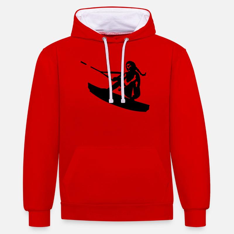 wakeboard - Sweat à capuche contrasté - rouge/blanc