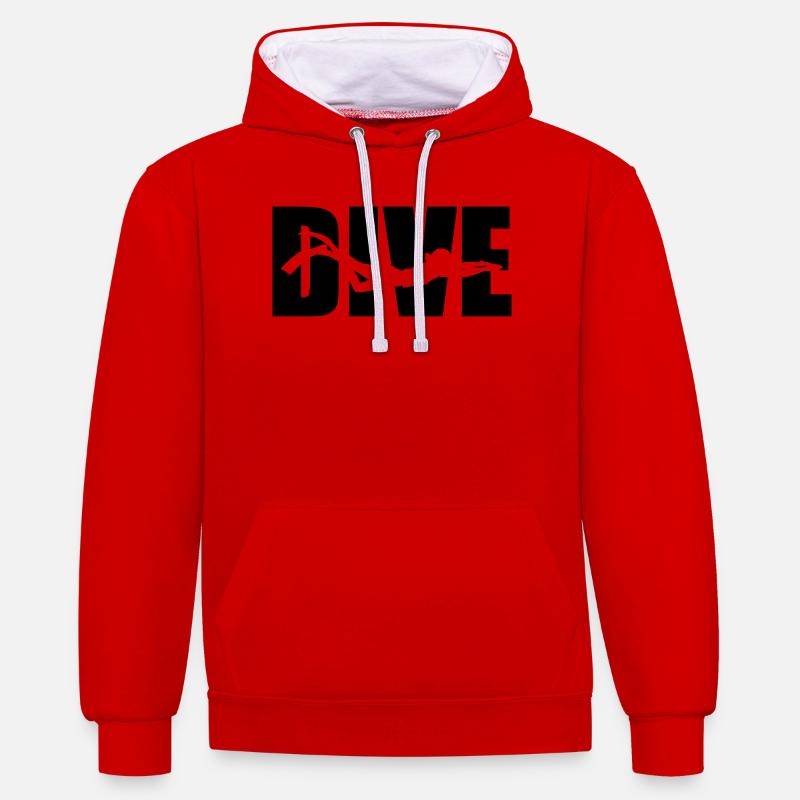 Dive - Sweat à capuche contrasté - rouge/blanc