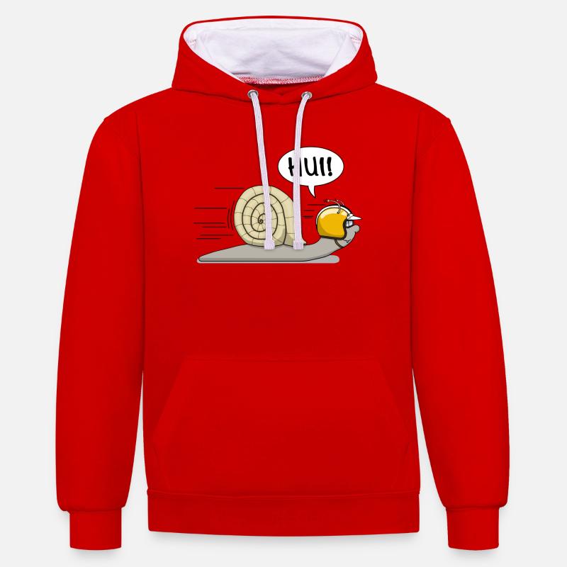 Escargot de course - l’original - Sweat à capuche contrasté - rouge/blanc