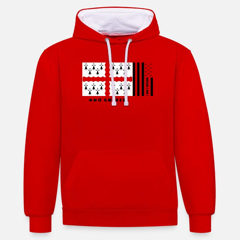 Bretaña - Escudo de armas Pays de Vannes - Sudadera con capucha contraste - rojo/blanco