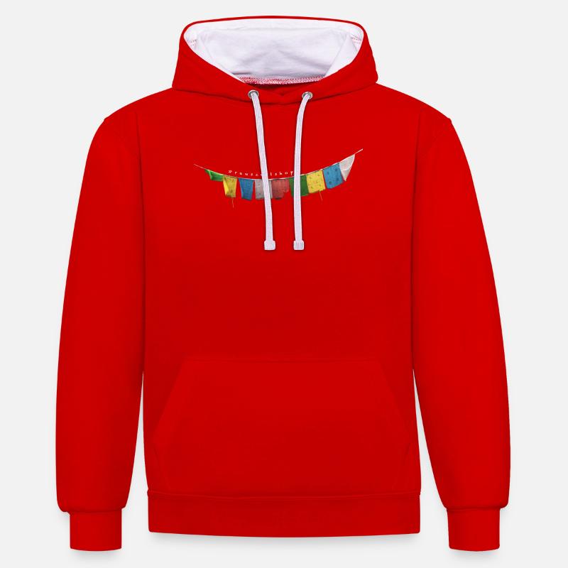 Drapeaux de prière - Sweat à capuche contrasté - rouge/blanc