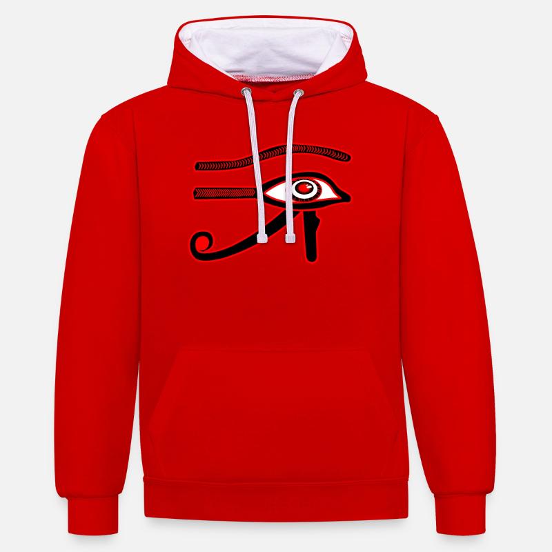 Oeil de râ oeil d’horus - Sweat à capuche contrasté - rouge/blanc