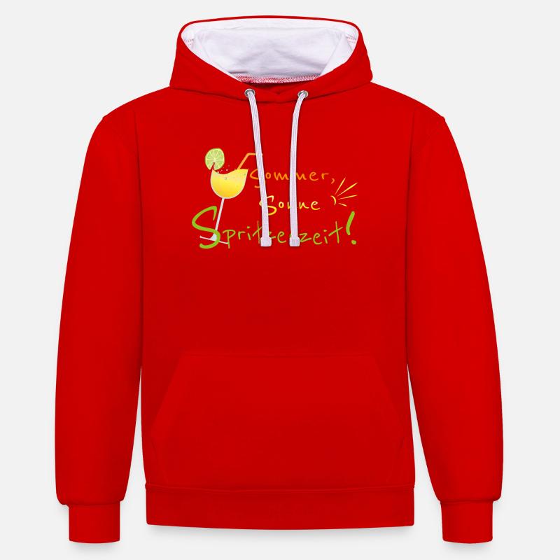 Sommer, Sonne, Spritzerzeit! Weinglas - Kontrast-Hoodie - Rot/Weiß