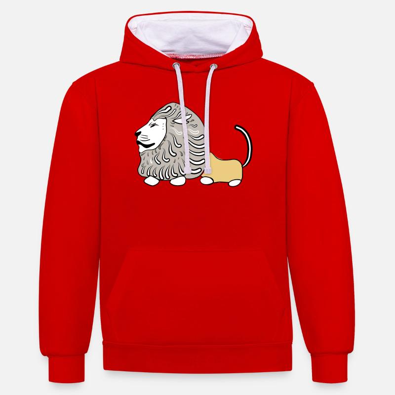 LION VECTER - Sweat à capuche contrasté - rouge/blanc