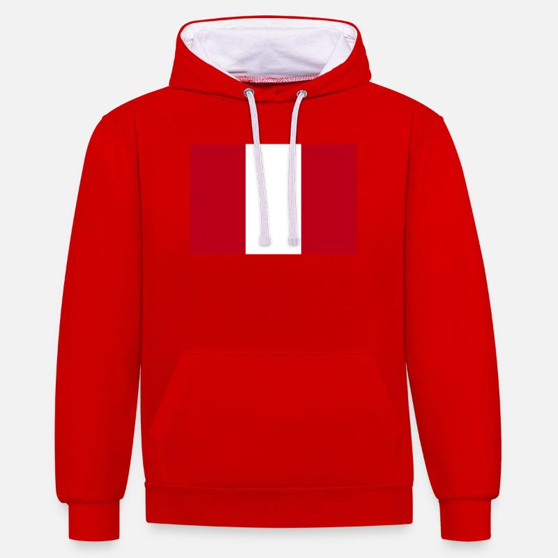 Drapeau national du Pérou - Sweat à capuche contrasté - rouge/blanc