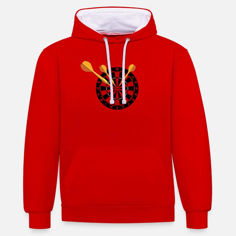 Fléchettes Flèches et jeu de fléchettes - Sweat à capuche contrasté - rouge/blanc