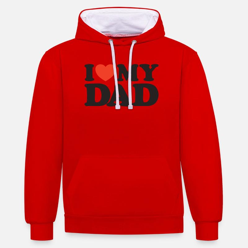 J’aime ma chemise Dad Heart - Sweat à capuche contrasté - rouge/blanc