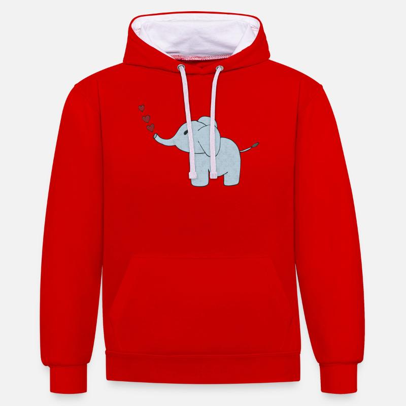 Peau d’éléphant - Sweat à capuche contrasté - rouge/blanc