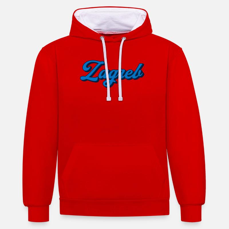 Zagreb Script Logo Style - Sweat à capuche contrasté - rouge/blanc