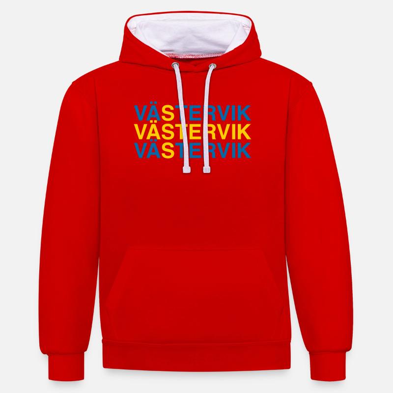 VÄSTERVIK Suède Sverige Suède Drapeau - Sweat à capuche contrasté - rouge/blanc