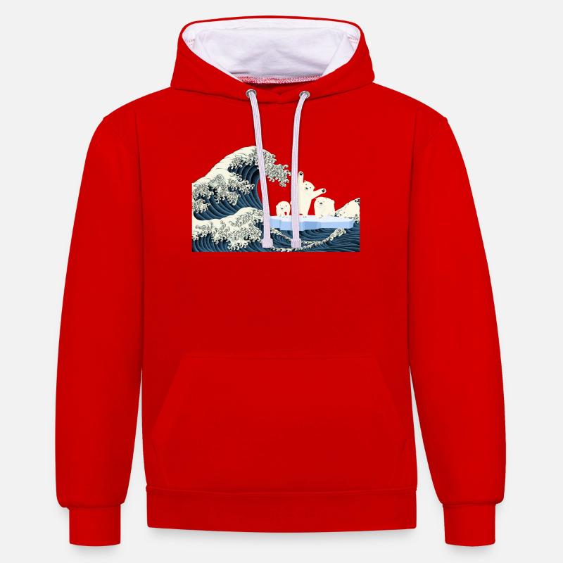 Help Eisbären T-Shirt - Kontrast-Hoodie - Rot/Weiß