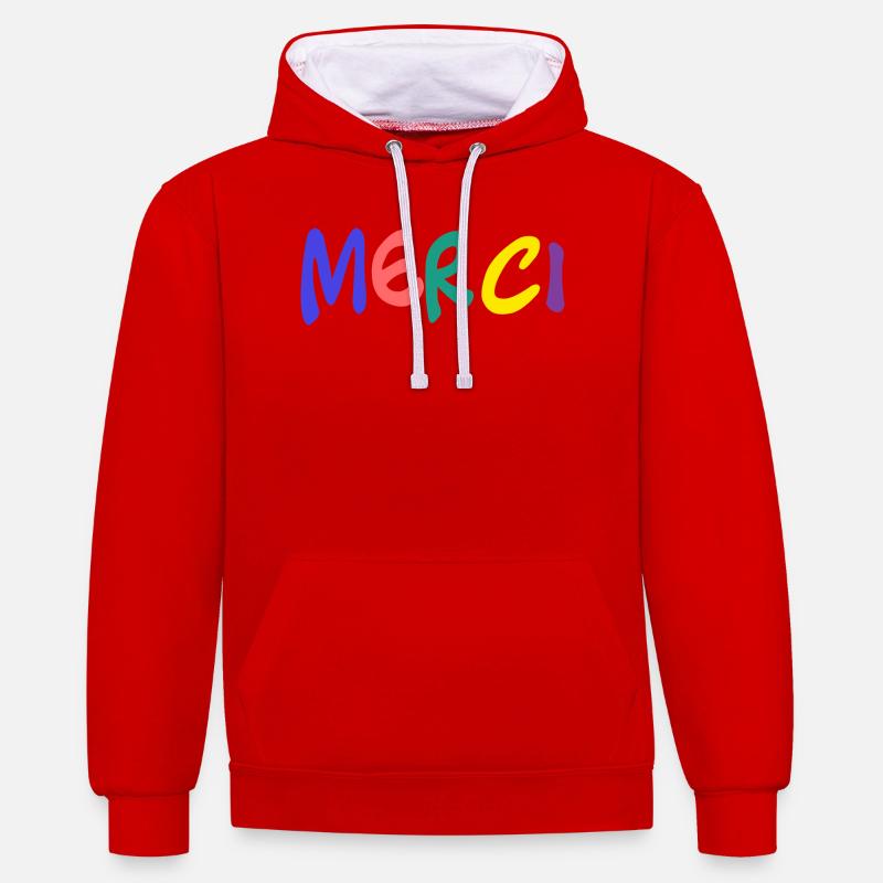 MERCI. MAÎTRESSE. MAÎTRE. MERCI MAÎTRESSE - Sweat à capuche contrasté - rouge/blanc