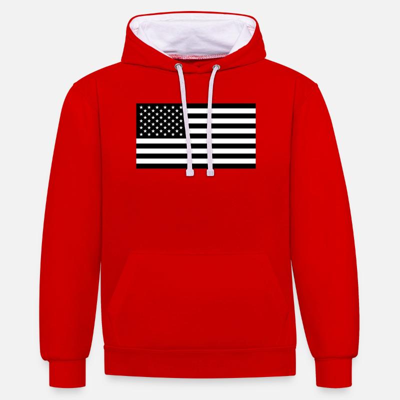 LE DRAPEAU AMÉRICAIN - Sweat à capuche contrasté - rouge/blanc