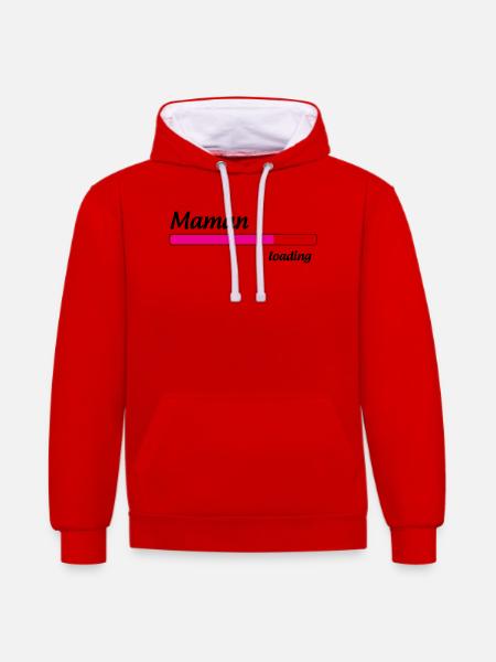 Mom loading... Please Wait - Mother-to-be - Contrast hoodie - red/white