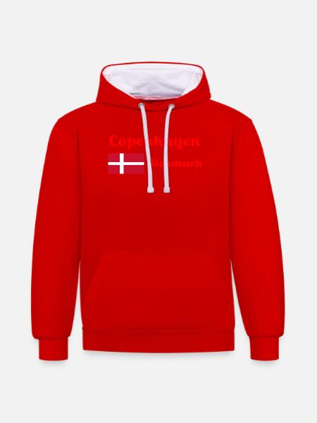 Copenhagen Denmark - Stylish prints - Contrast hoodie - red/white